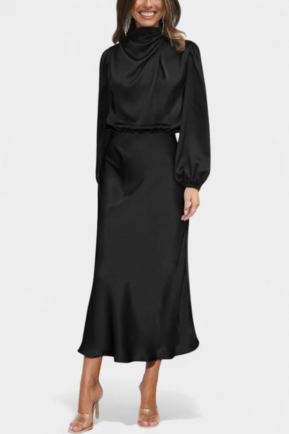 Vestido Maxi Cecila Cuello Alto Estructurado Para Eventos