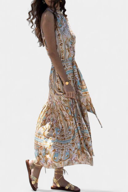 Teófila Vestido Largo Silky Estampado Tesoros del Océano