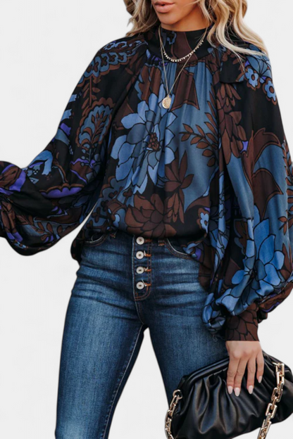 Blusa Manga Larga Dulce Lado Con Lazo Y Cuello Alto