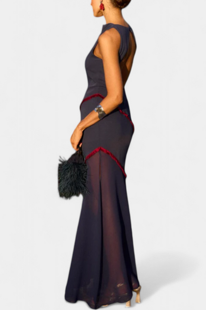 Vestido Midi Bodycon Orfila Con Gasa Y Flecos Chic Genial