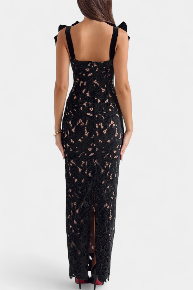 Vestido Largo De Seda Vasanta Con Tirantes Lazo Divertido