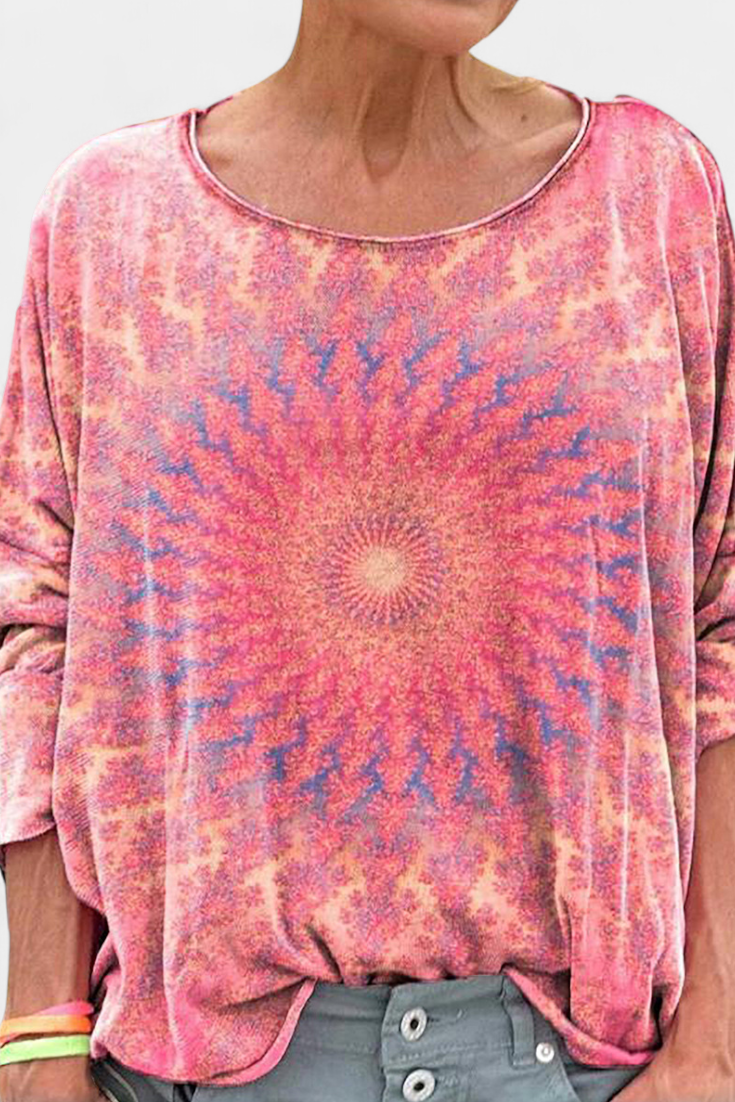 Blusa Omari Holgada con Estampado Bohemio Retro Divertido
