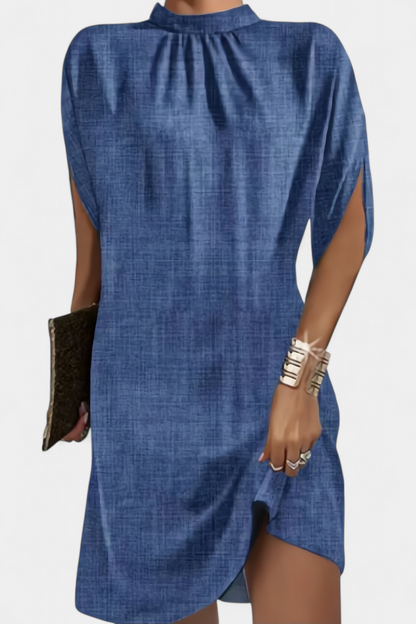 Haruna Vestido Midi Monocromo Escote Redondo Risueño