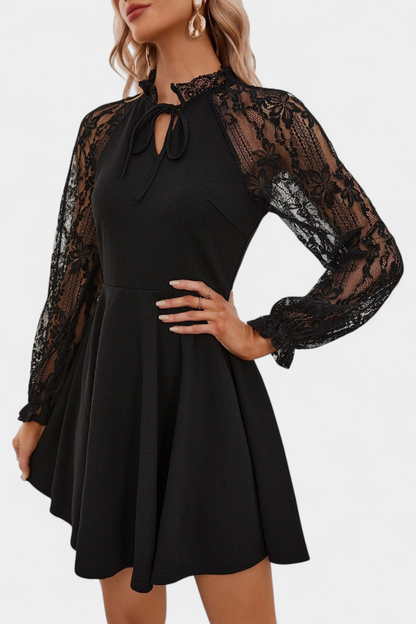 Vestido Mini Encaje Floral Jasella Con Mangas Exclusivo