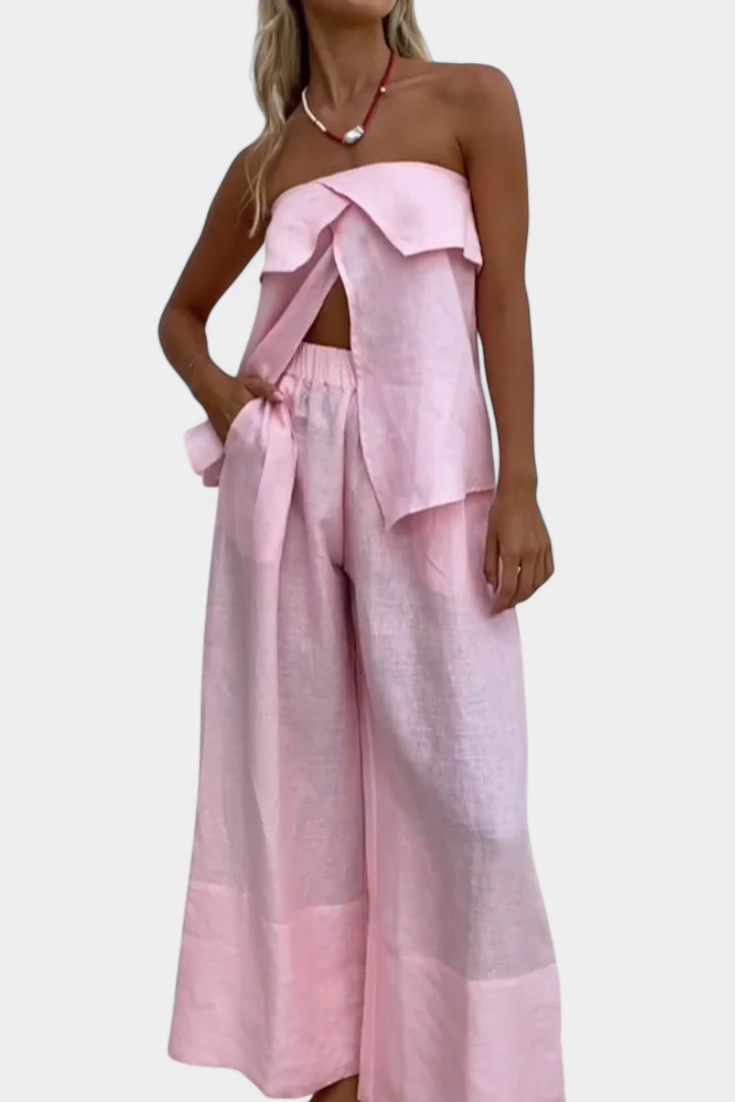 Conjunto Oriana Bandeau Con Falda Abierta Muy Chic