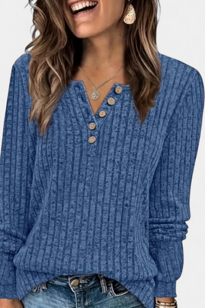 Birdie Suéter Acanalado Con Detalle De Botones Premium Chic