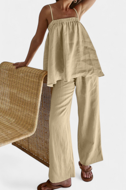 Conjunto Verano Lía Top Suelto Y Pantalón Fluido Divertido