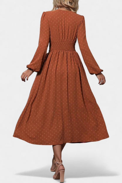 Faela Vestido Midi Oficina Lunares Suizos Exclusiva