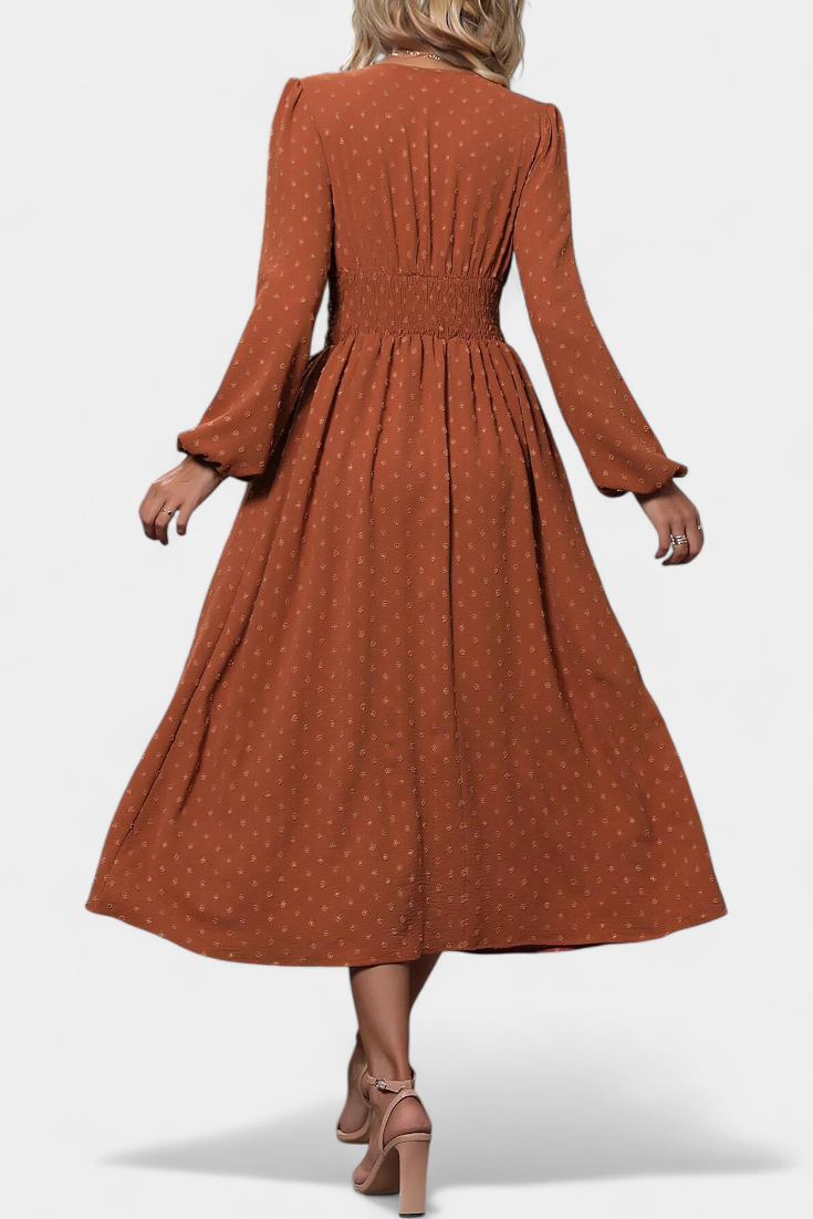 Faela Vestido Midi Oficina Lunares Suizos Exclusiva