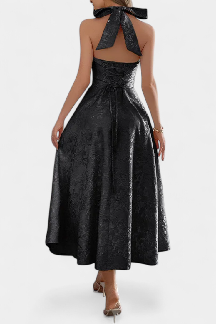 Vestido Midi Jacquard Gilda Cintura Alta Con Mucha Actitud
