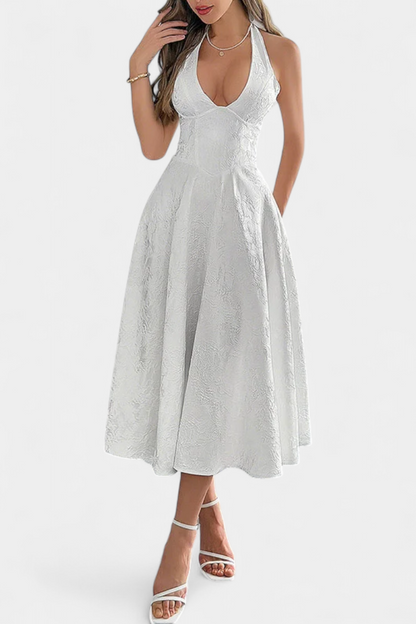 Vestido Midi Jacquard Gilda Cintura Alta Con Mucha Actitud