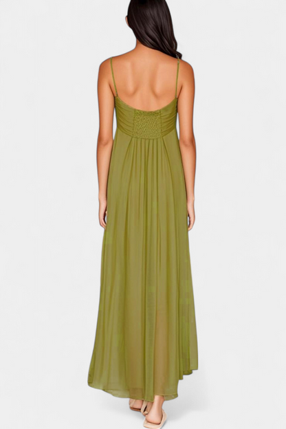Vestido Maxi Elettra Tirantes Finos Drapeado Coqueto