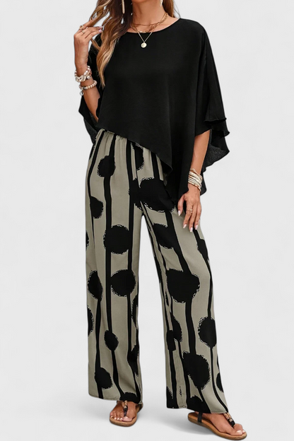 Conjunto Aleida Top Pantalón Estampado Asimétrico Chic