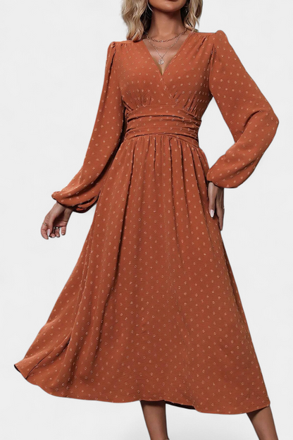 Faela Vestido Midi Oficina Lunares Suizos Exclusiva