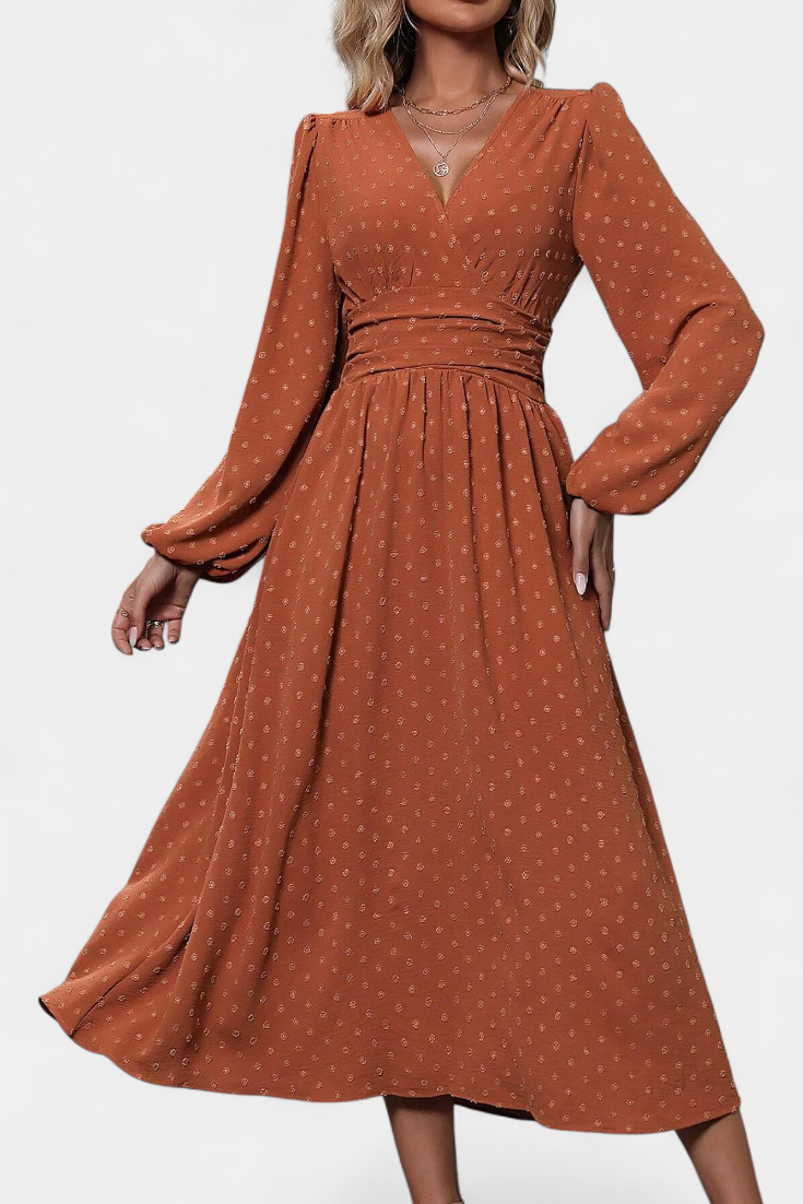 Faela Vestido Midi Oficina Lunares Suizos Exclusiva