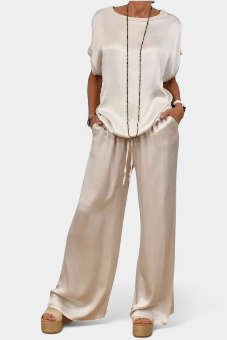 Conjunto Primavera Dos Piezas Con Blusa Fluida Y Listo