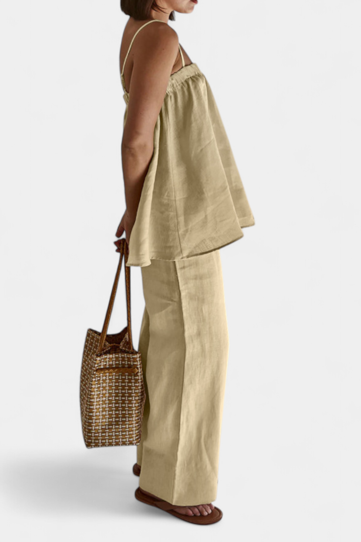 Conjunto Verano Lía Top Suelto Y Pantalón Fluido Divertido