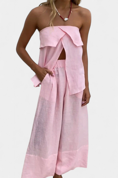 Conjunto Oriana Bandeau Con Falda Abierta Muy Chic