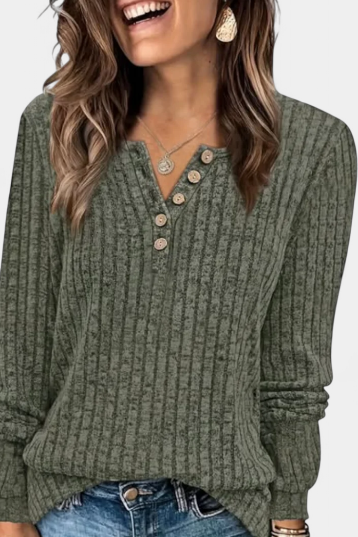 Birdie Suéter Acanalado Con Detalle De Botones Premium Chic