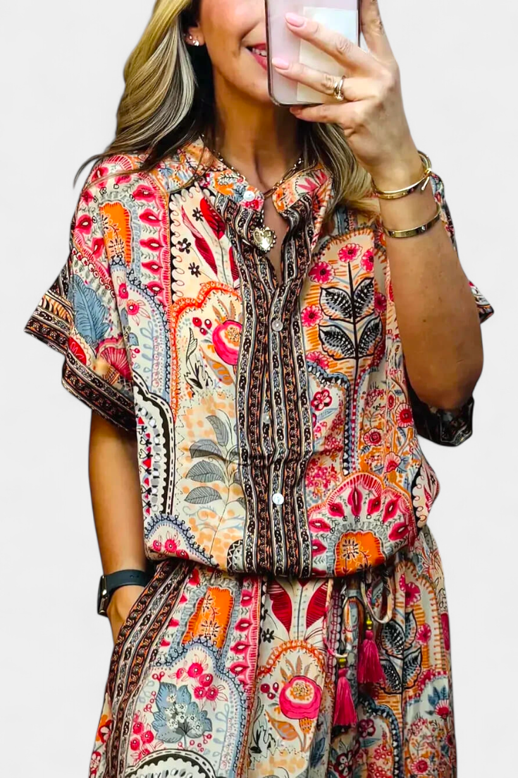 Conjunto Boho Hallie Exclusivo Pantalones Anchos y Flecos