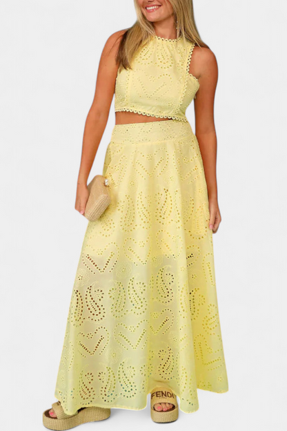 Conjunto Romántico Danitza Encaje Floral Calado Chic