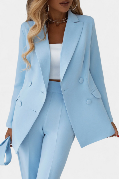 Conjunto Julia Blazer Urbano Y Pantalón Anchos Brilla