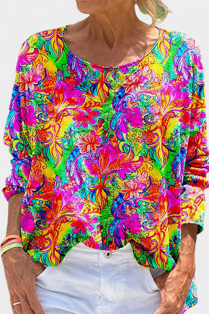 Blusa Omari Holgada con Estampado Bohemio Retro Divertido