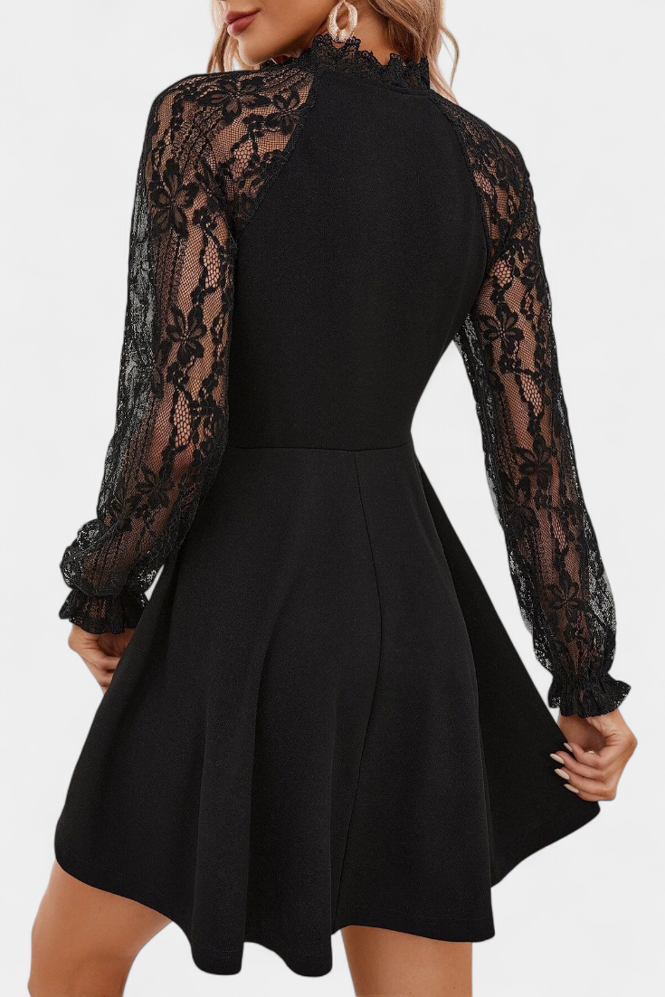 Vestido Mini Encaje Floral Jasella Con Mangas Exclusivo