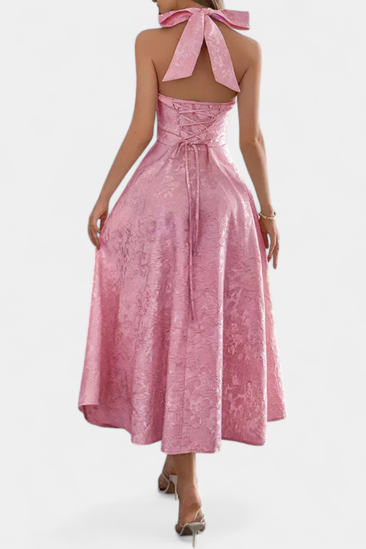 Vestido Midi Jacquard Gilda Cintura Alta Con Mucha Actitud