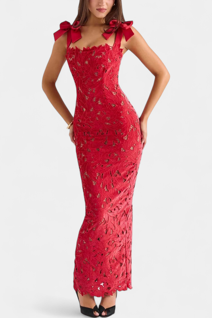Vestido Largo De Seda Vasanta Con Tirantes Lazo Divertido
