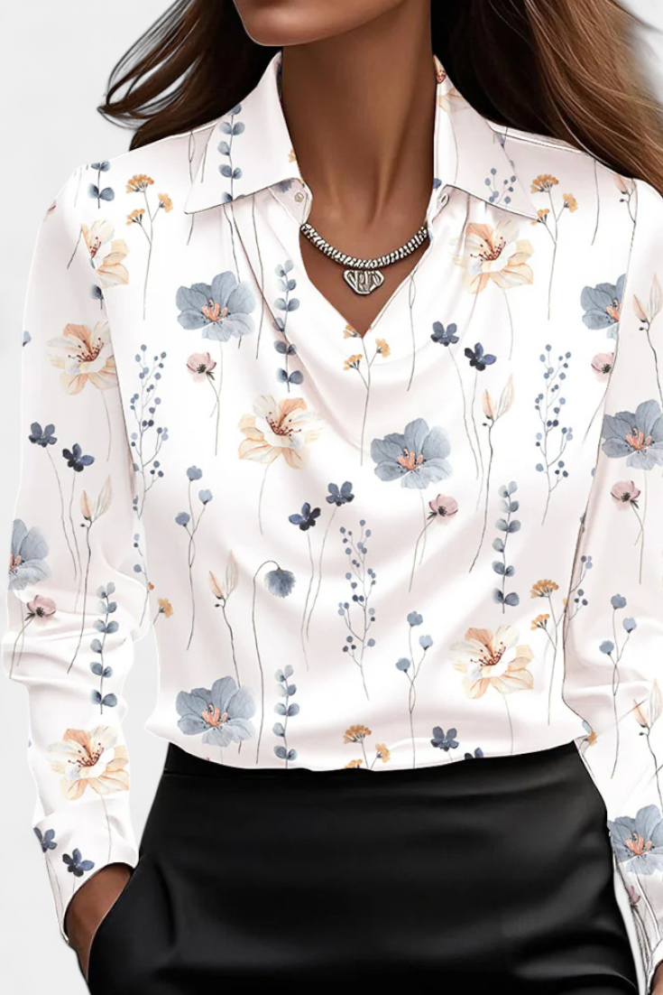Blusa Satinada Con Escote En Cascada De Lujo Y Encanto