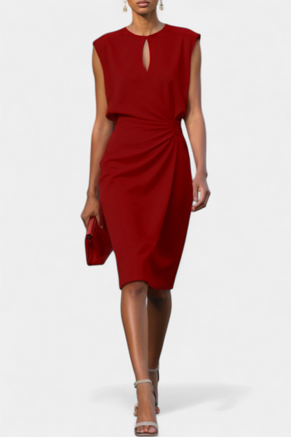 Vestido Midi Manga Larga Con Cuello Redondo Exclusiva