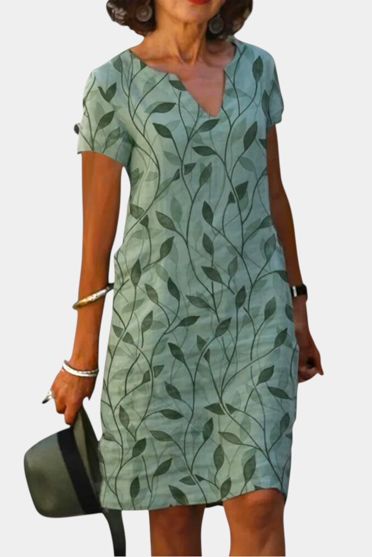 Vestido Ligero Con Estampado Botánico Y Escote En V Chic