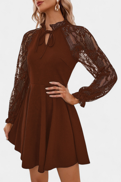 Vestido Mini Encaje Floral Jasella Con Mangas Exclusivo