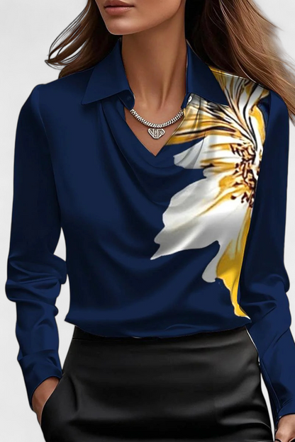 Blusa Satinada Con Escote En Cascada De Lujo Y Encanto