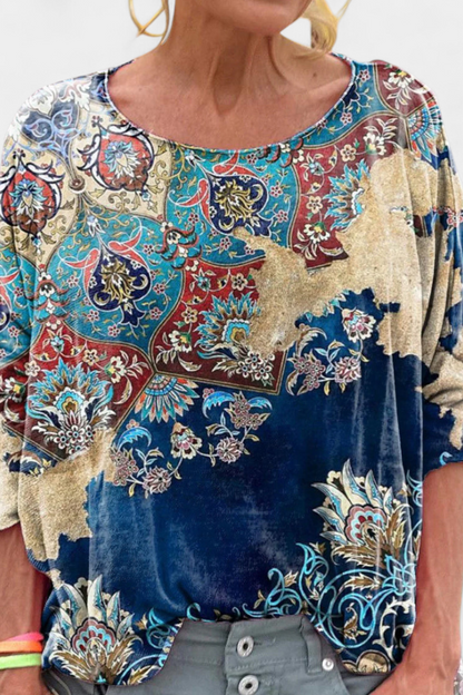 Blusa Omari Holgada con Estampado Bohemio Retro Divertido