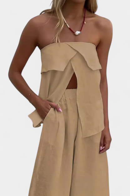 Conjunto Oriana Bandeau Con Falda Abierta Muy Chic