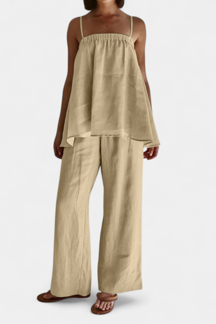 Conjunto Verano Lía Top Suelto Y Pantalón Fluido Divertido