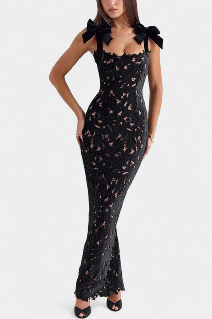 Vestido Largo De Seda Vasanta Con Tirantes Lazo Divertido