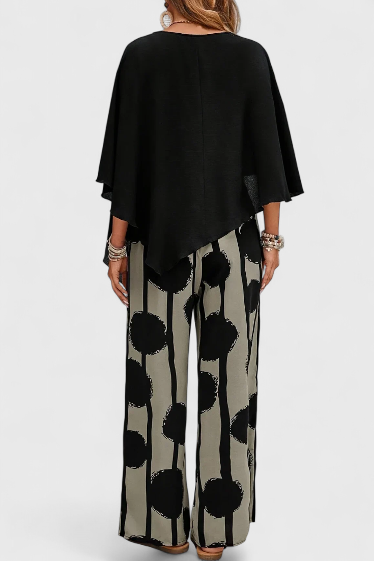 Conjunto Aleida Top Pantalón Estampado Asimétrico Chic