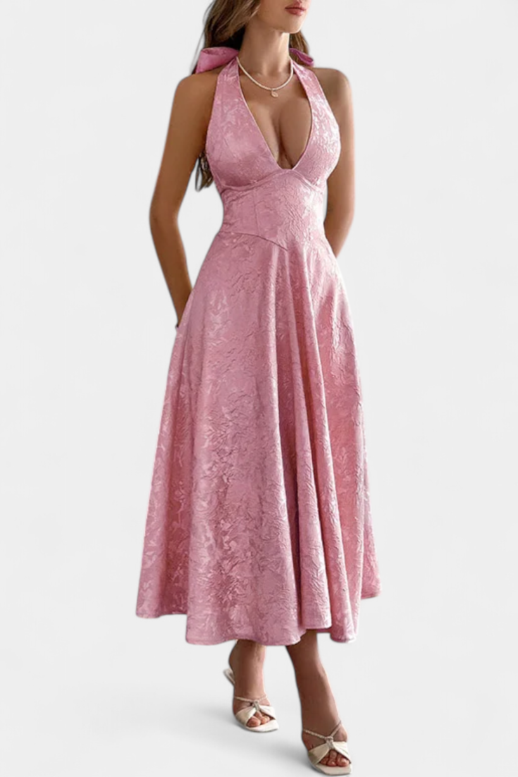 Vestido Midi Jacquard Gilda Cintura Alta Con Mucha Actitud