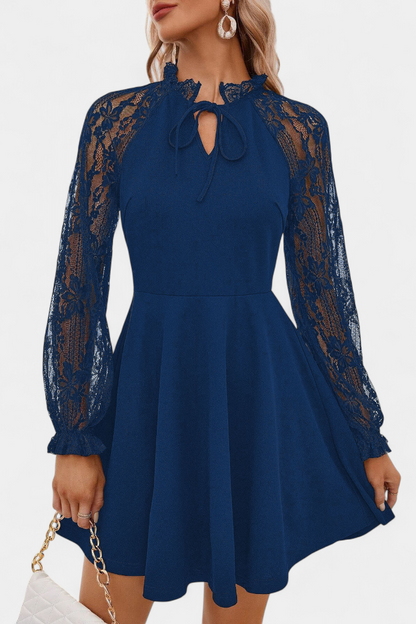 Vestido Mini Encaje Floral Jasella Con Mangas Exclusivo
