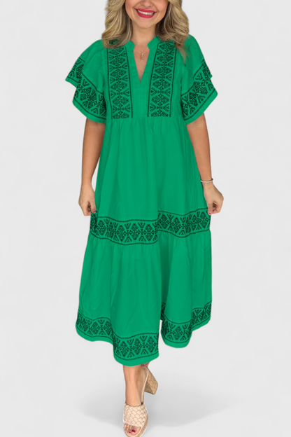 Vestido Maxi Boho Allona Con Escote En V Encanto Natural