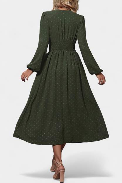Faela Vestido Midi Oficina Lunares Suizos Exclusiva