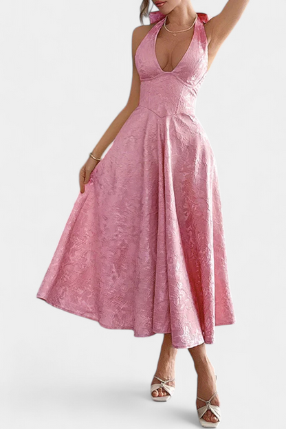 Vestido Midi Jacquard Gilda Cintura Alta Con Mucha Actitud