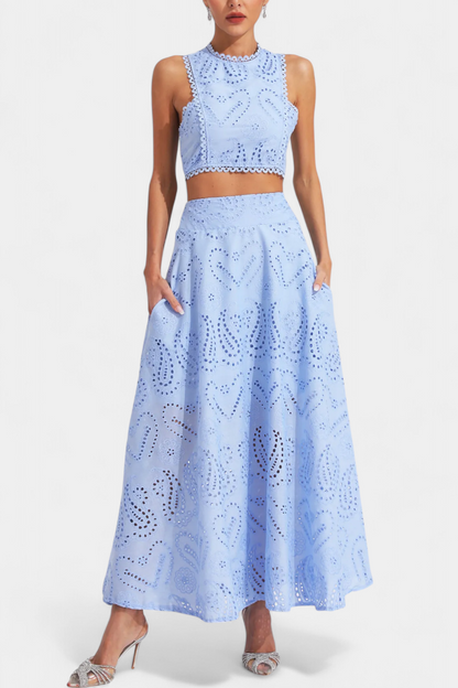 Conjunto Romántico Danitza Encaje Floral Calado Chic