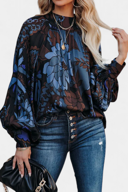 Blusa Manga Larga Dulce Lado Con Lazo Y Cuello Alto
