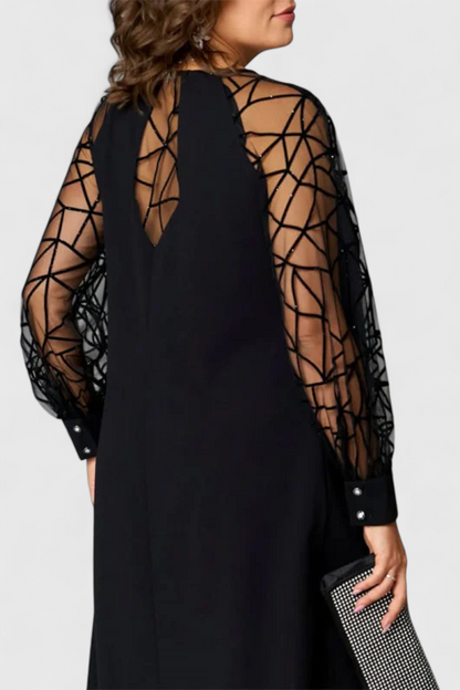 Vestido Negro con Mangas de Malla Colección Premium Pícaro