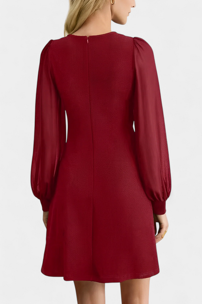 Vestido Cuello Redondo Con Corte A Line Botones Frontales