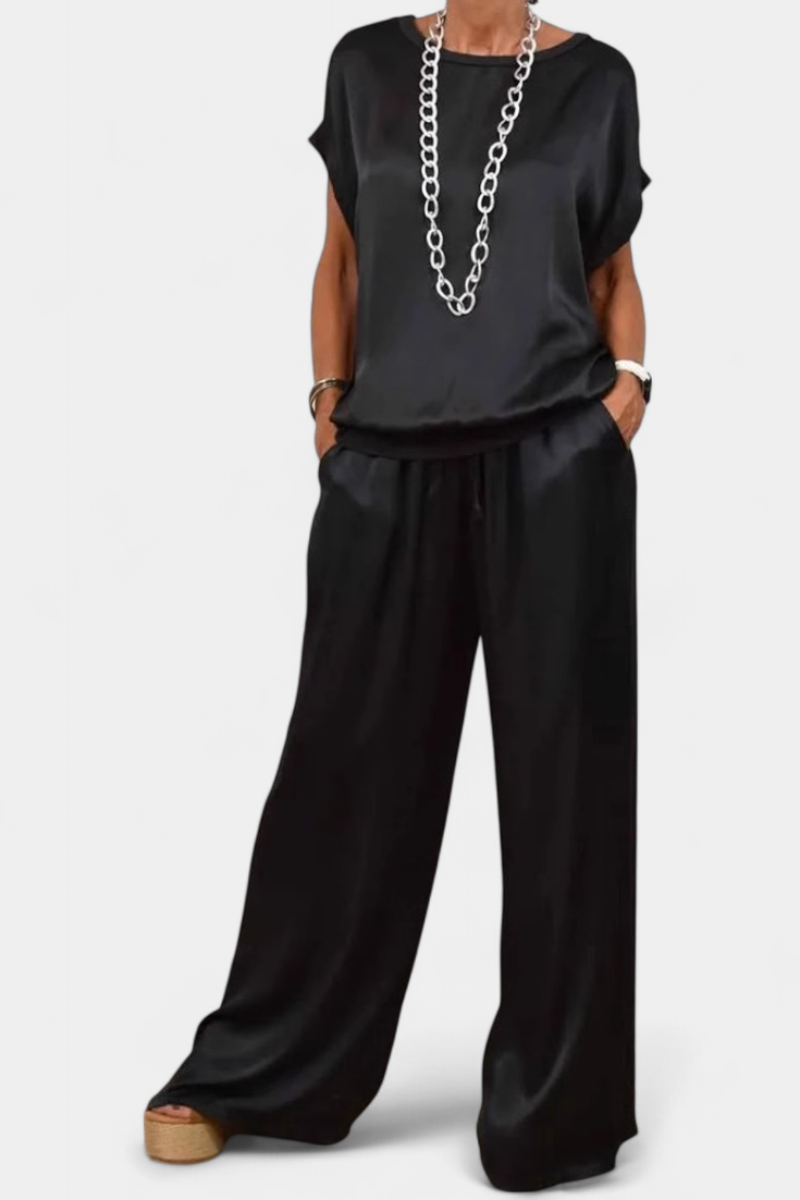 Conjunto Primavera Dos Piezas Con Blusa Fluida Y Listo